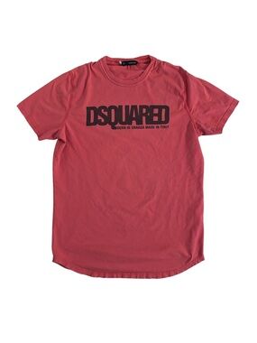 DSQUARED Y2K Coral-Red Logo Short Sleeve Crewneck Tee